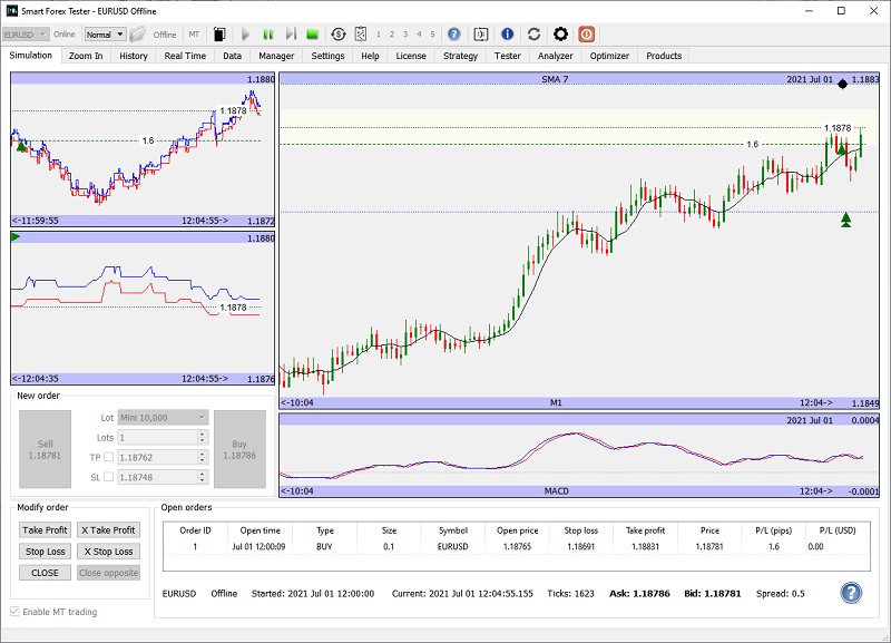 Forex Trading Simulator in offline mode